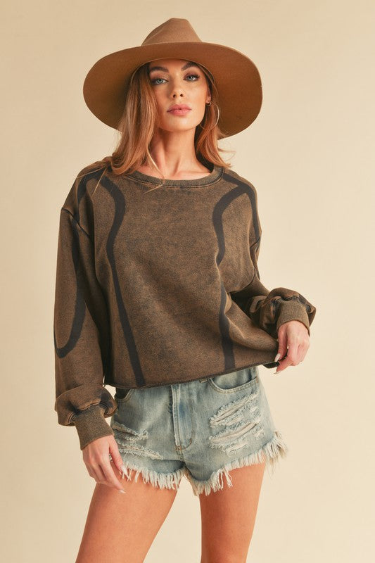 Vintage Washed Sweatshirt Top Caramel