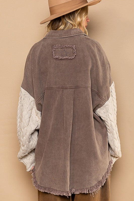 Sweater Sleeve Shacket Choco/Almond