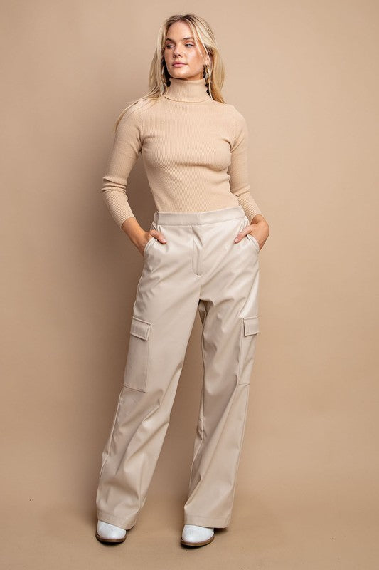 Leather cargo pants