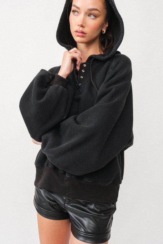 Oversized Hoodie Sweatshirt Top Black