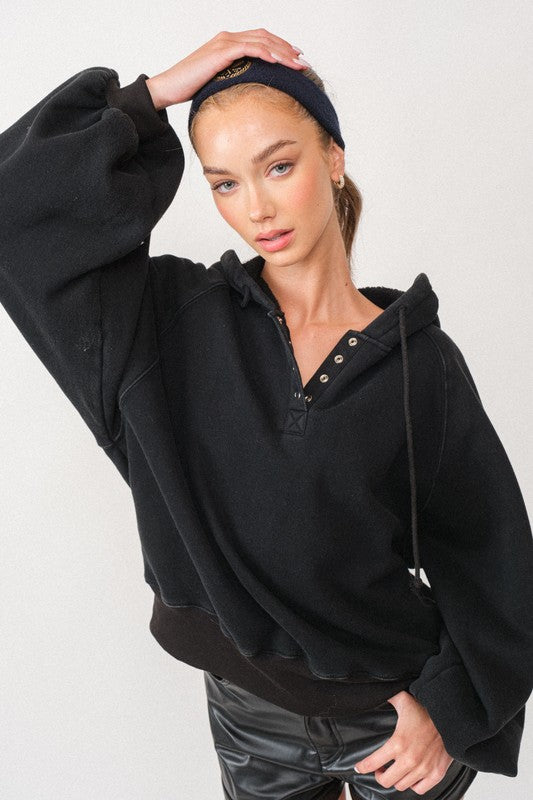 Oversized Hoodie Sweatshirt Top Black