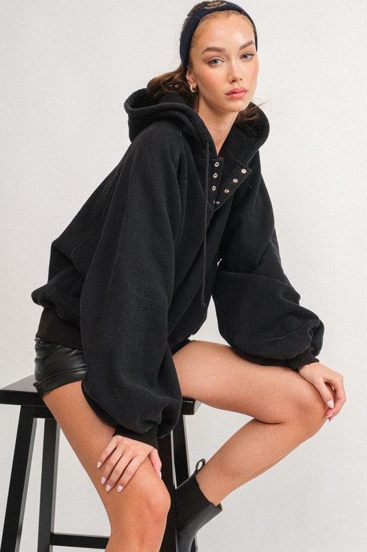 Oversized Hoodie Sweatshirt Top Black