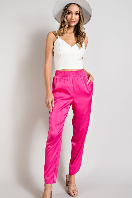 Plain silk trousers - 100% silk pink Boudoir bottoms - Marjolaine