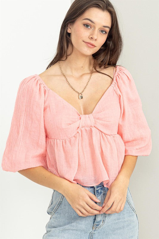 Off Shoulder Peplum Top Pink