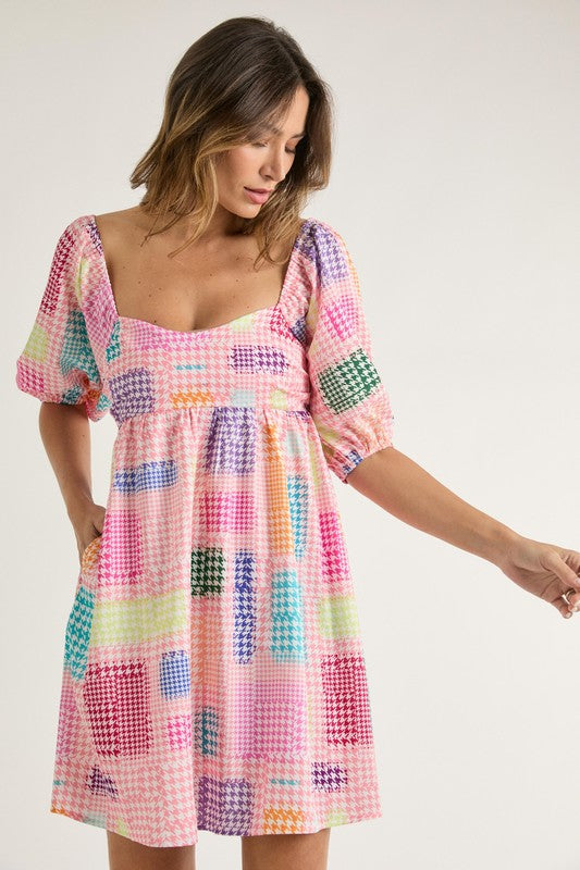 Pink Houndstooth Dress by ALEXACHUNG for $63