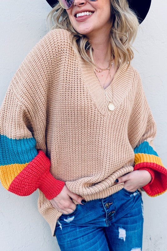 Camel Balloon Sleeve Sweater