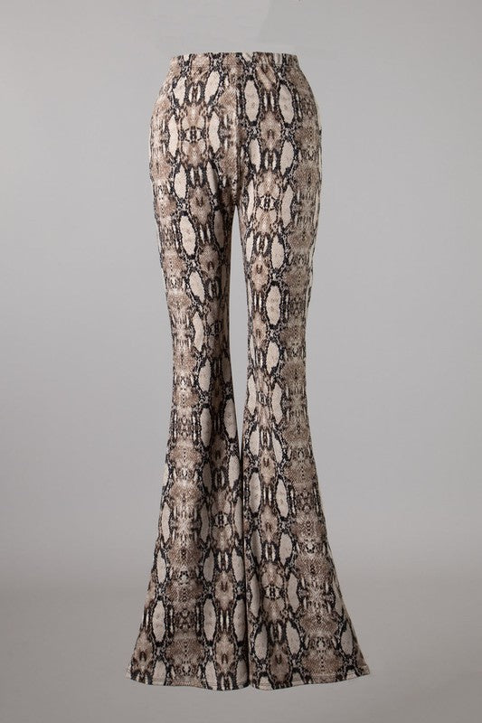 Drive 'Em Wild High Waisted Wide Leg Trousers in Grey Snake Print | Oh Polly