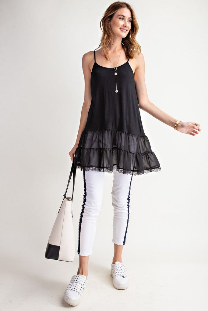 Layer Ruffle Bottom Cami Tunic Black - Southern Fashion Boutique Bliss