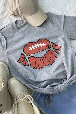 Football Lips Bella Canvas Graphic Tee Grey