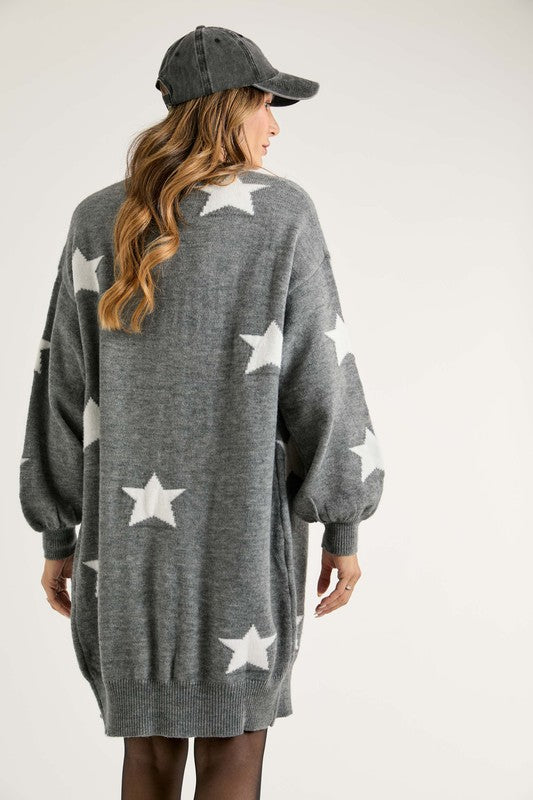 Grey hooded 2024 star cardigan